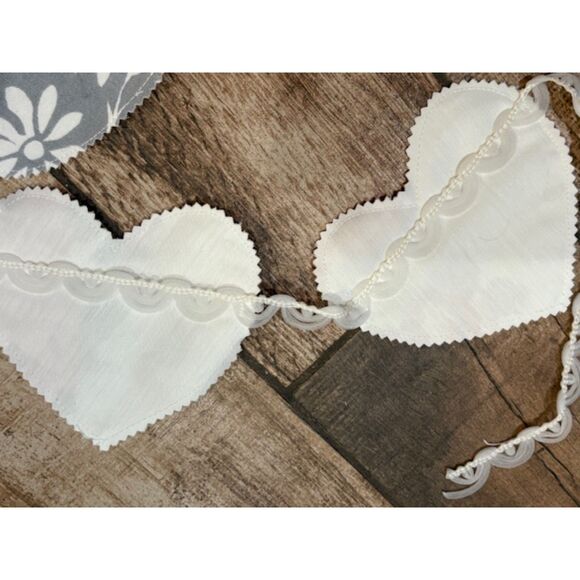 Valentine Heart Banner Bunting Vintage Linens Wedding Shower - Picture 2 of 5